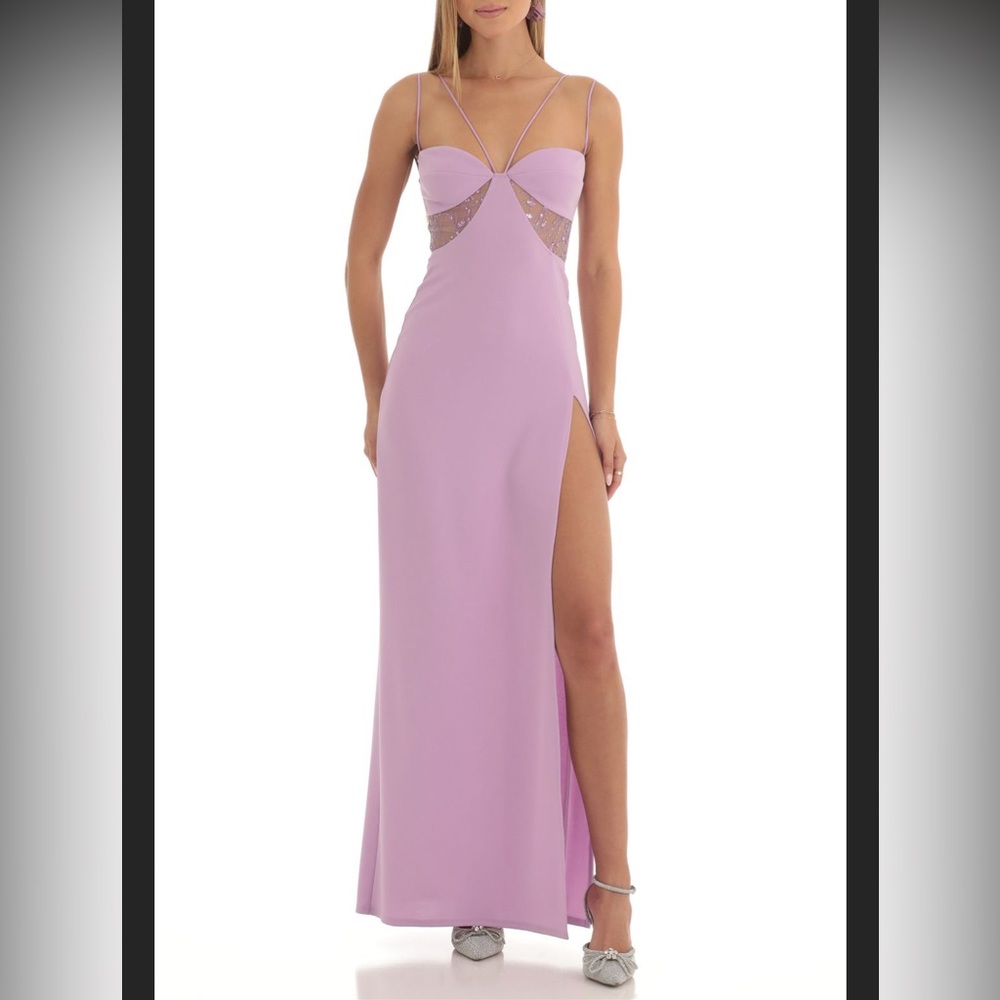 Dorian Sequin Cutout Maxi Dress in Purple